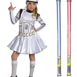 Star Wars Costume Child Stormtrooper Dress - WITH X2 FREE LIGHTSABERS